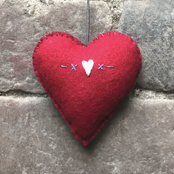 East of India Medium Red Embroidered Heart, Hearts &amp; Crosses gift East of India Medium Embroidered Heart - Red Hearts &amp; Crosses