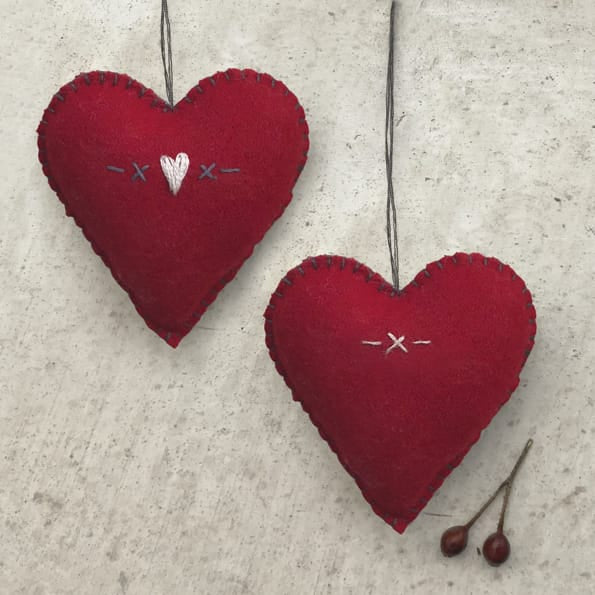 East of India Medium Red Embroidered Heart, Hearts &amp; Crosses gift East of India Medium Embroidered Heart - Red Hearts &amp; Crosses