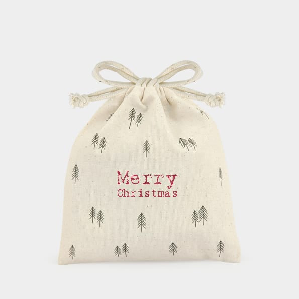 East of India Merry Christmas Calico Drawstring Gift Bag Gift Wrap East of India Calico Drawstring Gift Bag - Merry Christmas