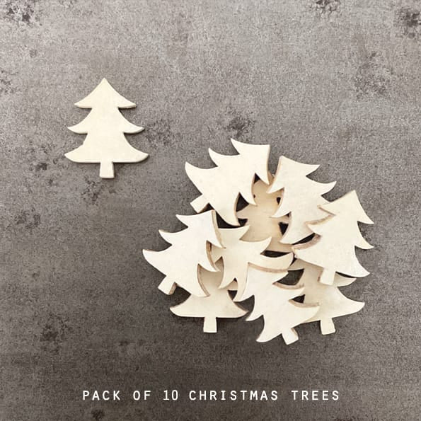 East of India Mini Plywood Trees Plain | Pack of 10 Christmas Decoration East of India Mini Plywood Trees - Plain, Pack of 10