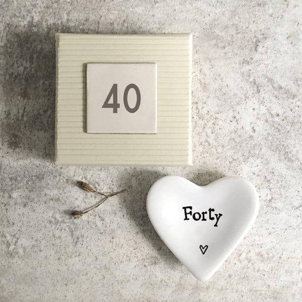 East of India Mini Porcelain 40th Birthday Heart Dish gift East of India Mini Porcelain 40th Birthday Heart Dish