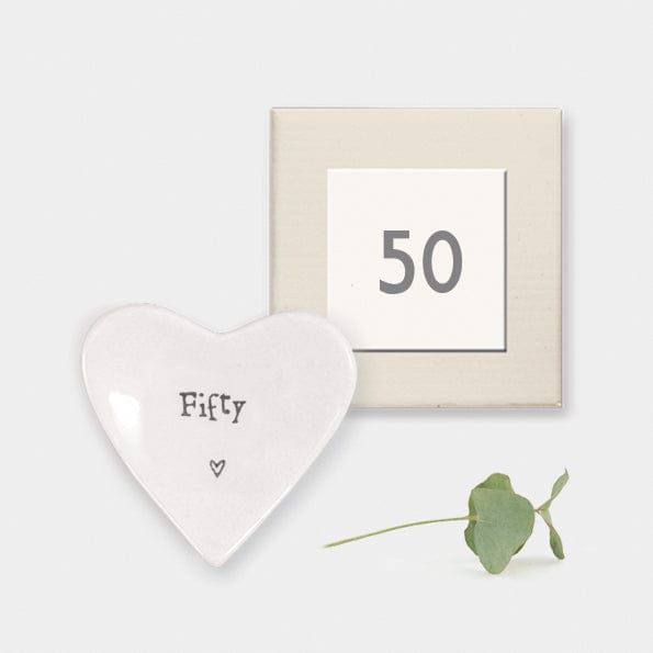 gift East of India Mini Porcelain 50th Birthday Heart Dish