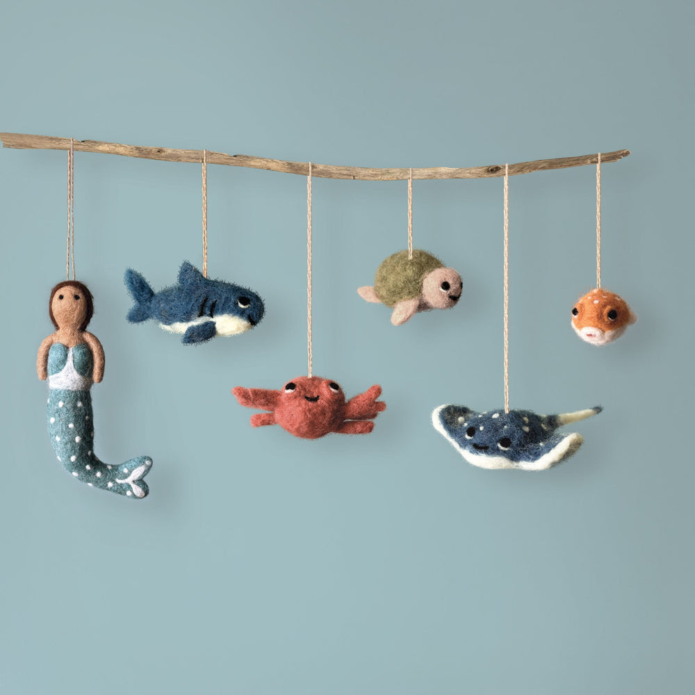 East of India Needle Felted Crab Sealife Hanging Decoration Hanging Decoration East of India Needle Felted Sealife Hanging Decoration - Crab