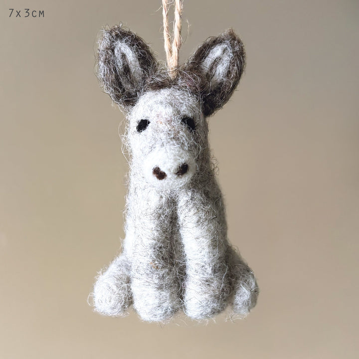 East of India Needle Felted Donkey Hanging Decoration Hanging Decoration East of India Needle Felted Animal Hanging Decoration - Donkey
