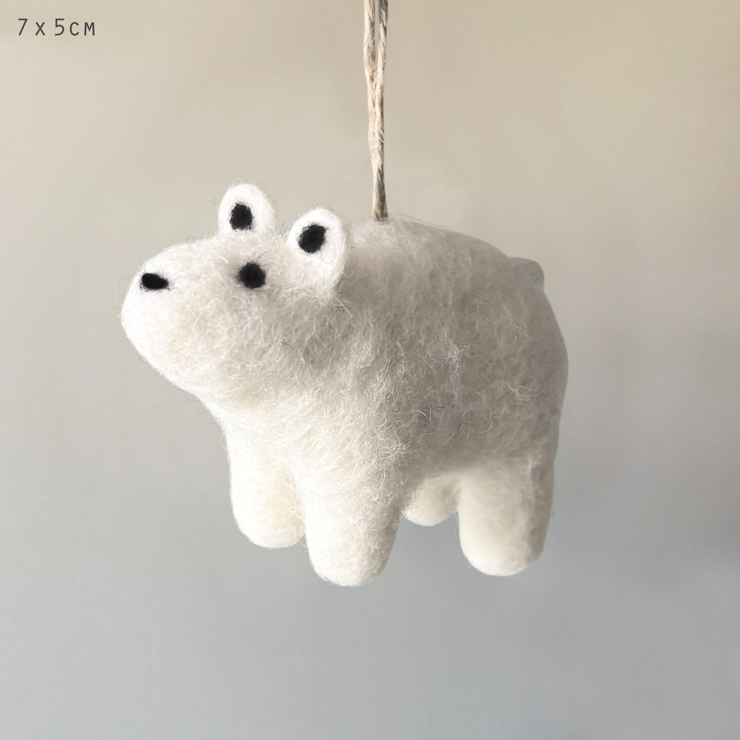 East of India Needle Felted Polar Bear Hanging Decoration Hanging Decoration East of India Needle Felted Hanging Decoration - Polar Bear