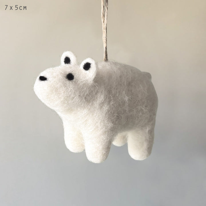 East of India Needle Felted Polar Bear Hanging Decoration Hanging Decoration East of India Needle Felted Hanging Decoration - Polar Bear