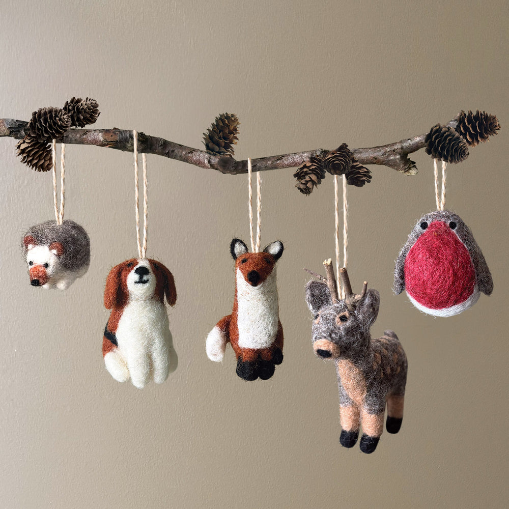 East of India Needle Felted Reindeer Christmas Tree Decoration Christmas Decoration East of India Needle Felted Christmas Tree Decoration - Reindeer