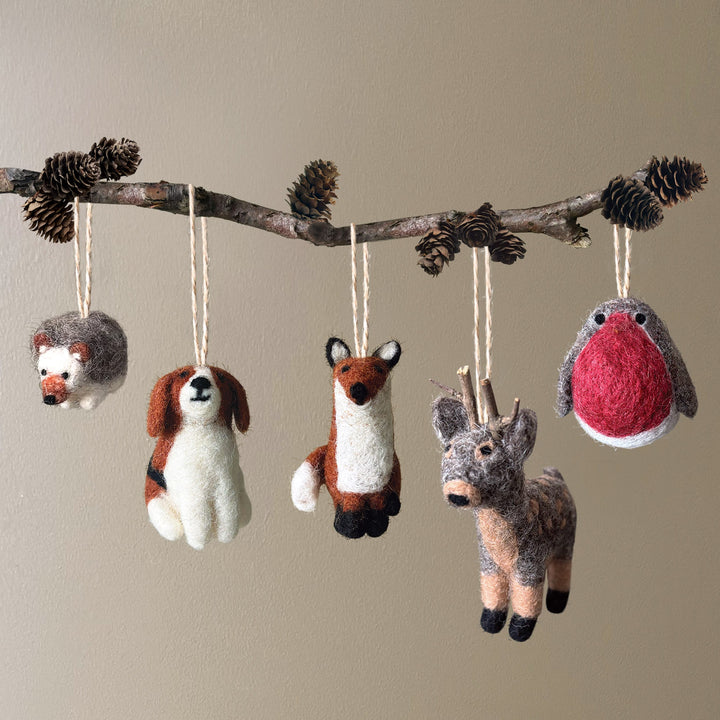 East of India Needle Felted Reindeer Christmas Tree Decoration Christmas Decoration East of India Needle Felted Christmas Tree Decoration - Reindeer