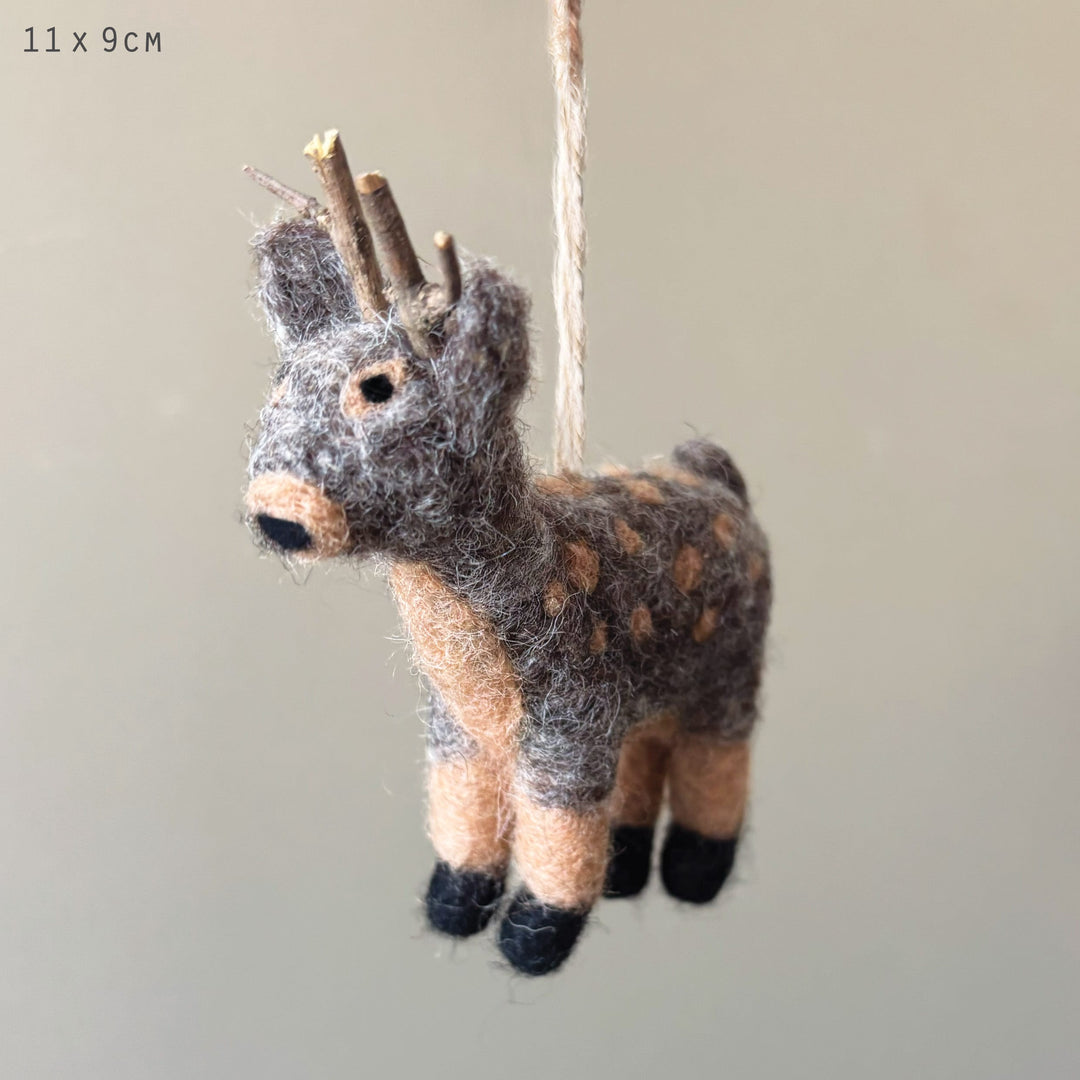 East of India Needle Felted Reindeer Christmas Tree Decoration Christmas Decoration East of India Needle Felted Christmas Tree Decoration - Reindeer