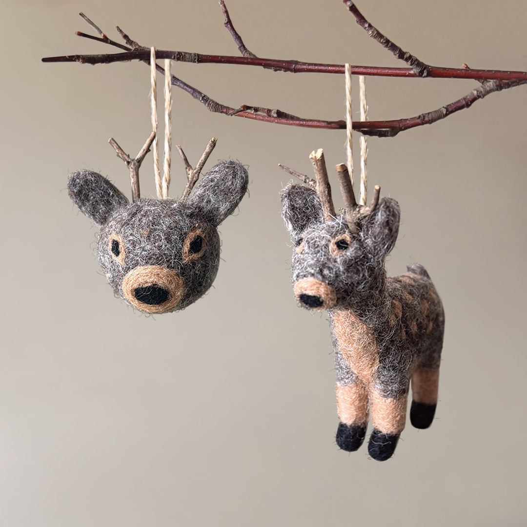 East of India Needle Felted Reindeer Christmas Tree Decoration Christmas Decoration East of India Needle Felted Christmas Tree Decoration - Reindeer