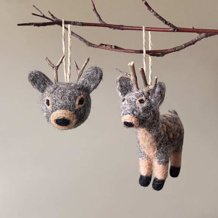 East of India Needle Felted Reindeer Christmas Tree Decoration Christmas Decoration East of India Needle Felted Christmas Tree Decoration - Reindeer