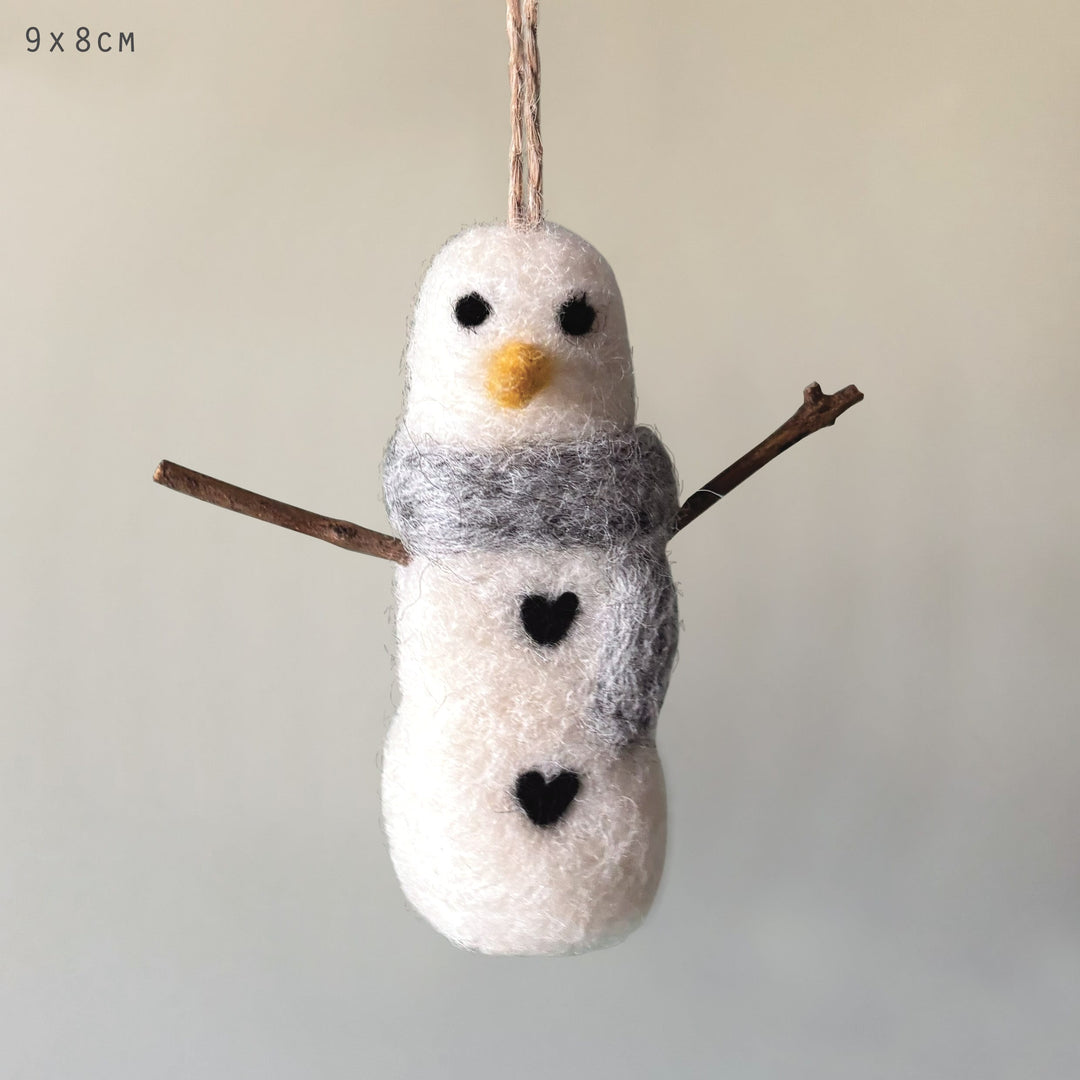 East of India Needle Felted Snowman Christmas Tree Decoration Christmas Decoration East of India Needle Felted Christmas Tree Decoration - Snowman