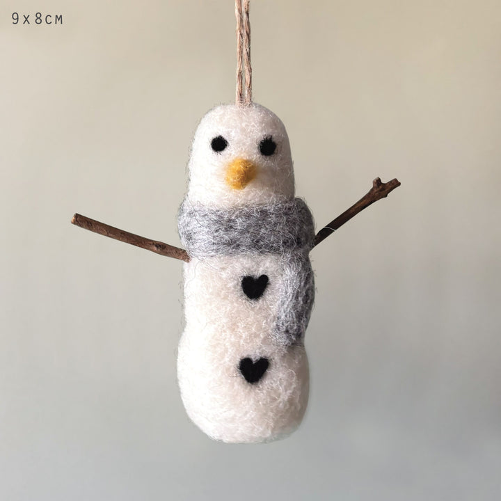East of India Needle Felted Snowman Christmas Tree Decoration Christmas Decoration East of India Needle Felted Christmas Tree Decoration - Snowman