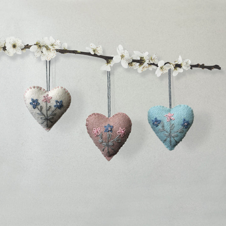 East of India Pink Embroidered Floral Heart gift East of India Embroidered Floral Heart - Pink
