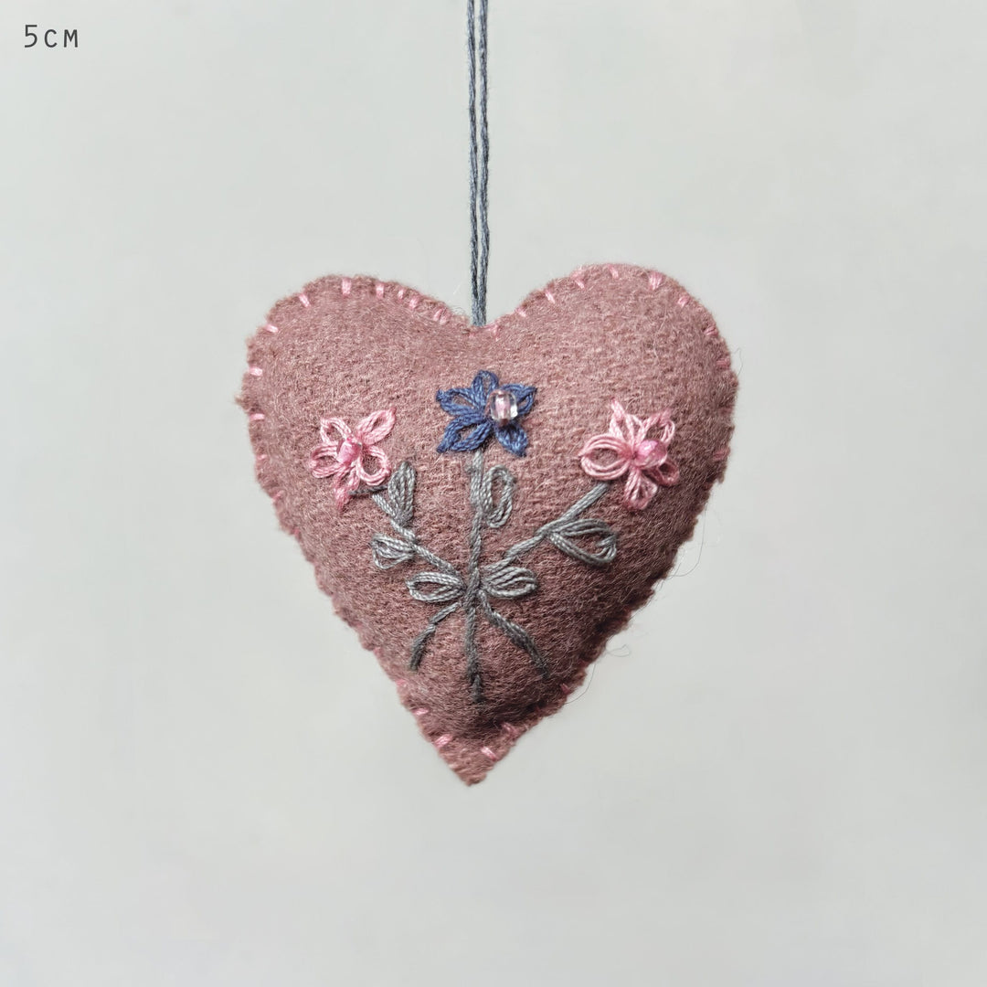 East of India Pink Embroidered Floral Heart gift East of India Embroidered Floral Heart - Pink