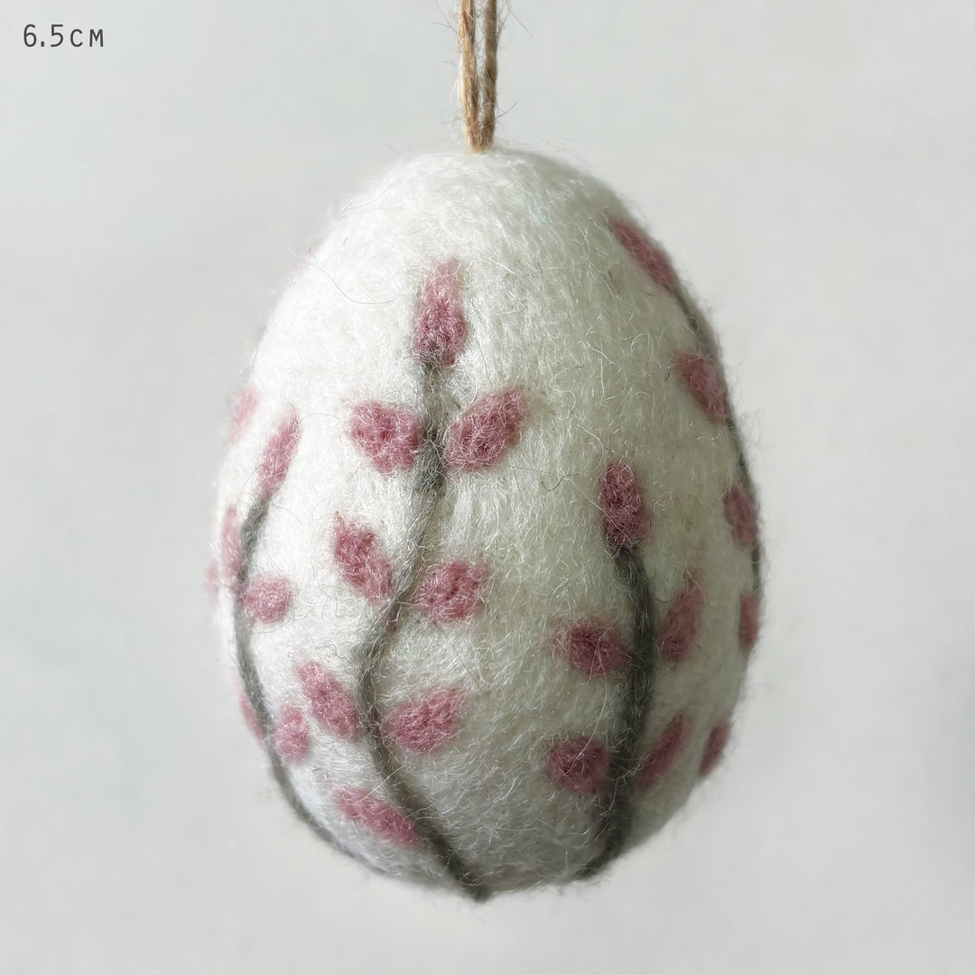 East of India Pink Floral Felted Easter Egg Decoration Easter Decoration East of India Floral Felted Easter Egg Hanging Decoration - Pink