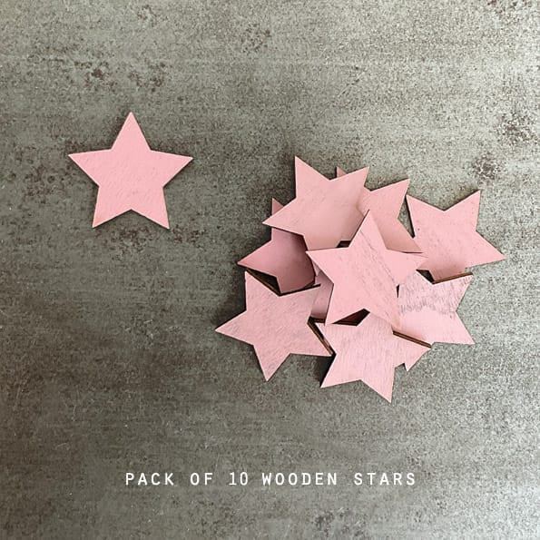 East of India Plain Wooden Stars Pink | Pack of 10 Christmas Decoration East of India Plain Wooden Stars - Pink, Pack of 10
