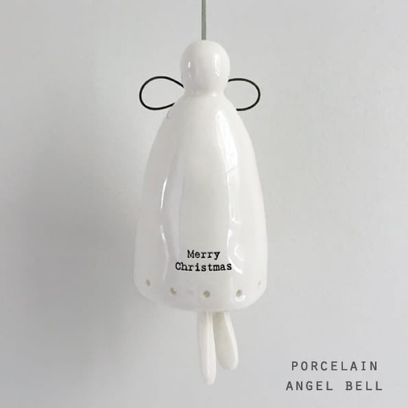East of India Porcelain Angel Bell Decoration, Merry Christmas Christmas Decoration East of India Porcelain Angel Bell Christmas Decoration - Merry Christmas