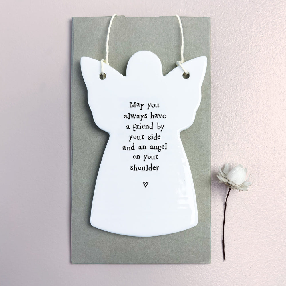 East of India Porcelain Angel, May You Always Have A Friend Hanging Decoration East of India Porcelain Flat Angel Hanging Decoration - May You Always Have A Friend