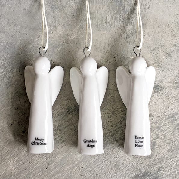 East of India Porcelain Angel Tree Decoration, Merry Christmas Christmas Decoration East of India Porcelain Angel Christmas Tree Decoration - Merry Christmas