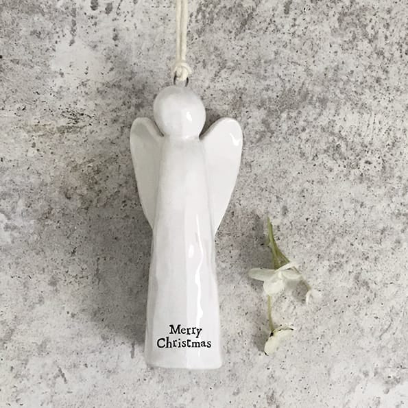 East of India Porcelain Angel Tree Decoration, Merry Christmas Christmas Decoration East of India Porcelain Angel Christmas Tree Decoration - Merry Christmas