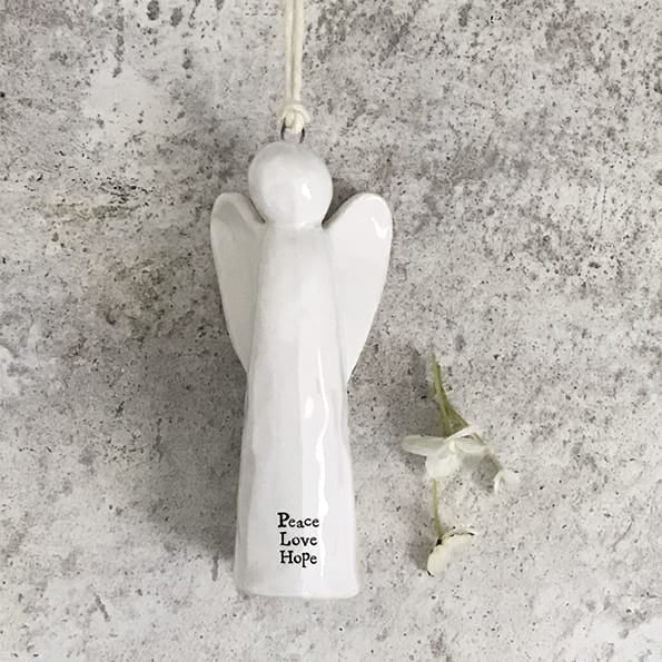 East of India Porcelain Angel Tree Decoration, Peace, Hope, Love Christmas Decoration East of India Porcelain Angel Christmas Tree Decoration - Peace, Hope, Love