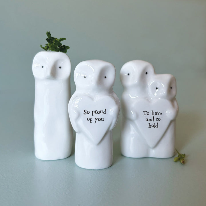 East of India Porcelain Animal Couple Ornament, Owls ornament East of India Porcelain Animal Couple Ornament - Owls
