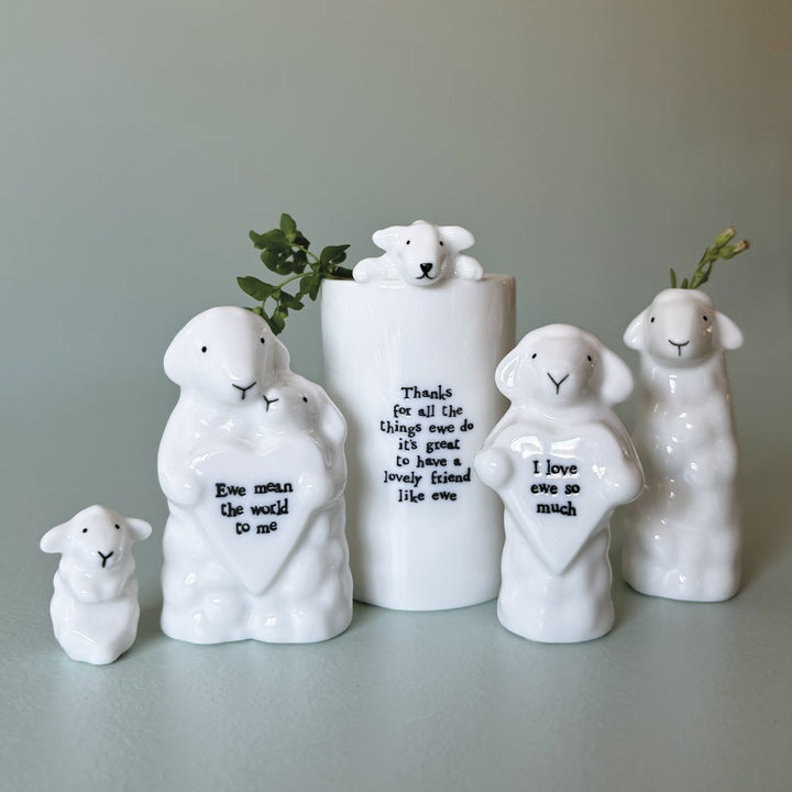 East of India Porcelain Animal Couple Ornament, Sheep ornament East of India Porcelain Animal Couple Ornament - Sheep
