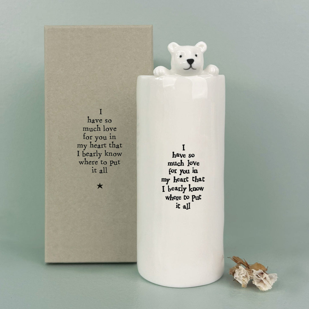 East of India Porcelain Bear Vase - So Much Love vase East of India Porcelain Bear Vase - So Much Love