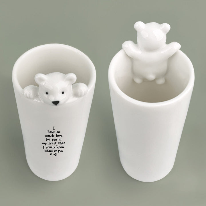 East of India Porcelain Bear Vase - So Much Love vase East of India Porcelain Bear Vase - So Much Love