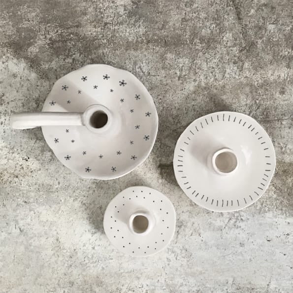 East of India Porcelain Candle Holder, Peace candle holder East of India Porcelain Candle Holder - Peace