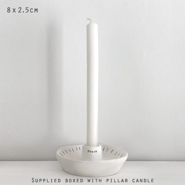 East of India Porcelain Candle Holder, Peace candle holder East of India Porcelain Candle Holder - Peace