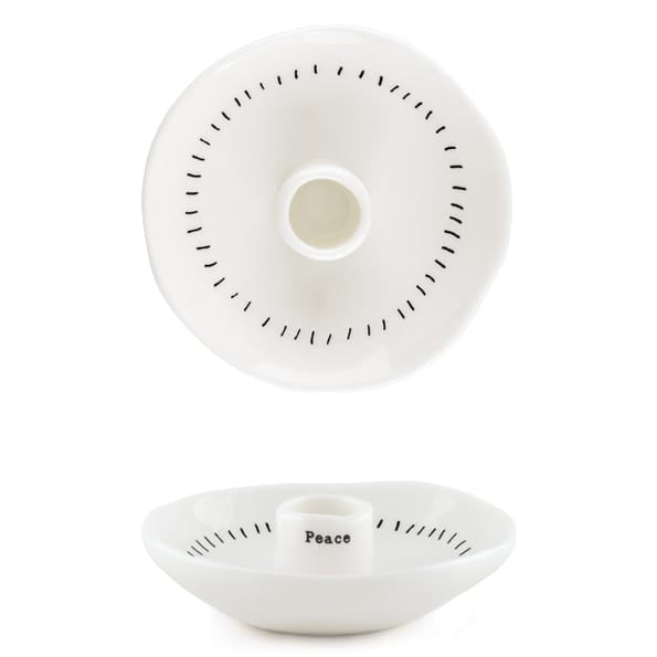 East of India Porcelain Candle Holder, Peace candle holder East of India Porcelain Candle Holder - Peace