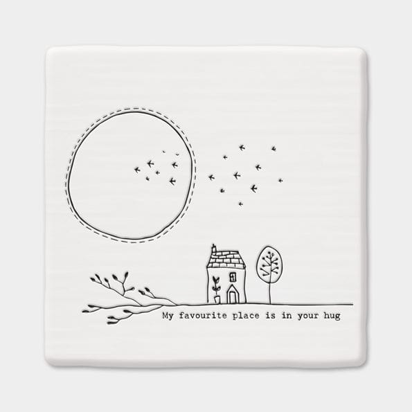 coaster East of India Porcelain Coaster 'My Favourite place is in your hug'