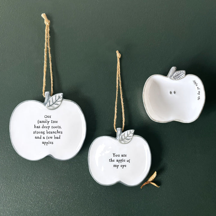 East of India Porcelain Hanging Apple Decoration, Family Tree Hanging Decoration East of India Porcelain Hanging Apple Decoration - Family Tree