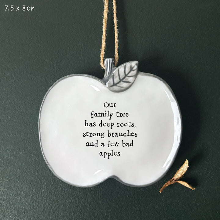 East of India Porcelain Hanging Apple Decoration, Family Tree Hanging Decoration East of India Porcelain Hanging Apple Decoration - Family Tree