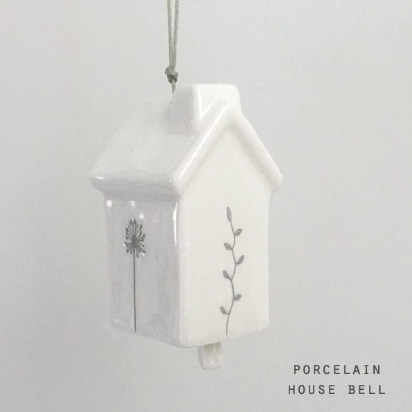 East of India Porcelain Hanging Bell - House ornament East of India Porcelain Hanging Bell - House