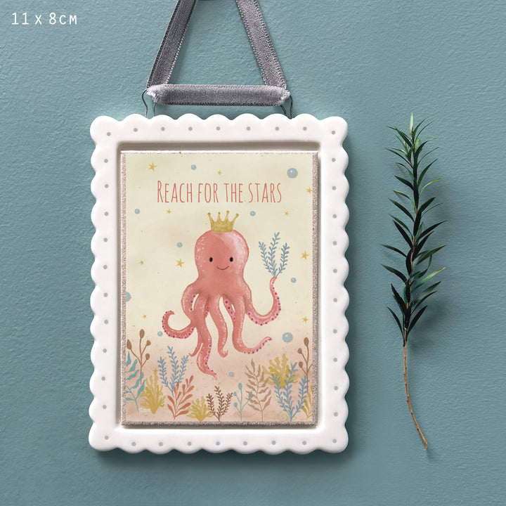 East of India Porcelain Hanging Frame Sign, Reach For The Stars Sign East of India Porcelain Hanging Frame Sign - Reach For The Stars