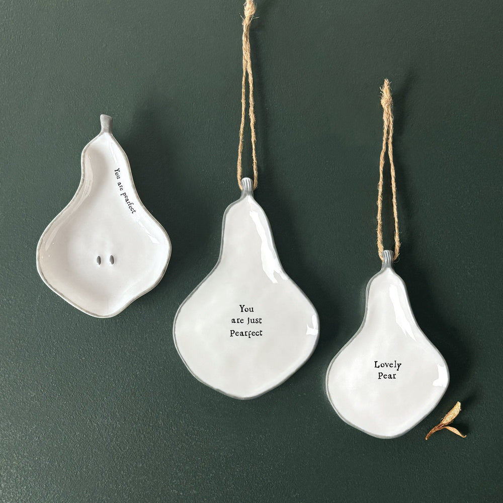 East of India Porcelain Hanging Pear - Lovely pear Hanging Decoration East of India Porcelain Hanging Pear - Lovely pear