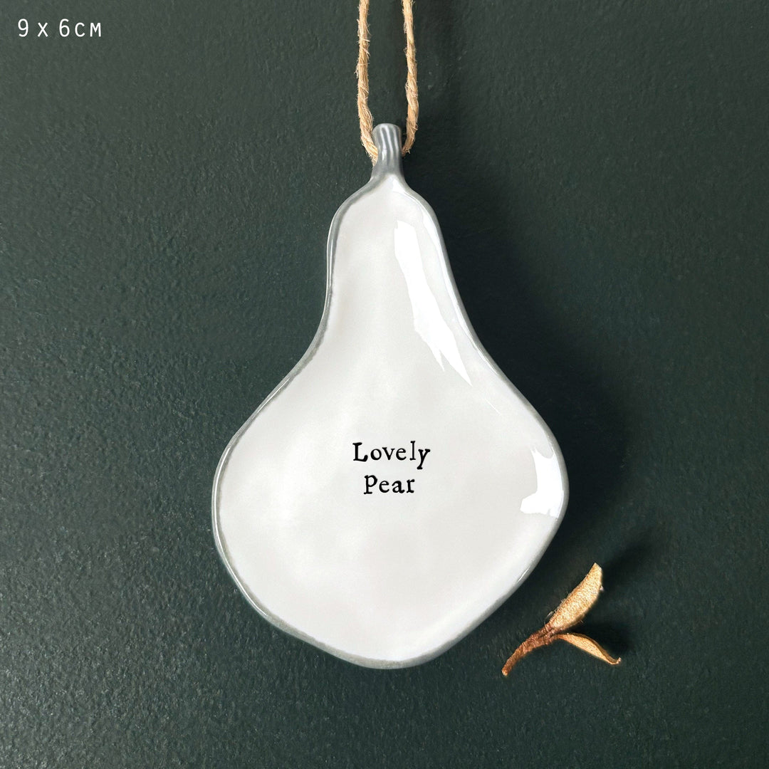 East of India Porcelain Hanging Pear - Lovely pear Hanging Decoration East of India Porcelain Hanging Pear - Lovely pear
