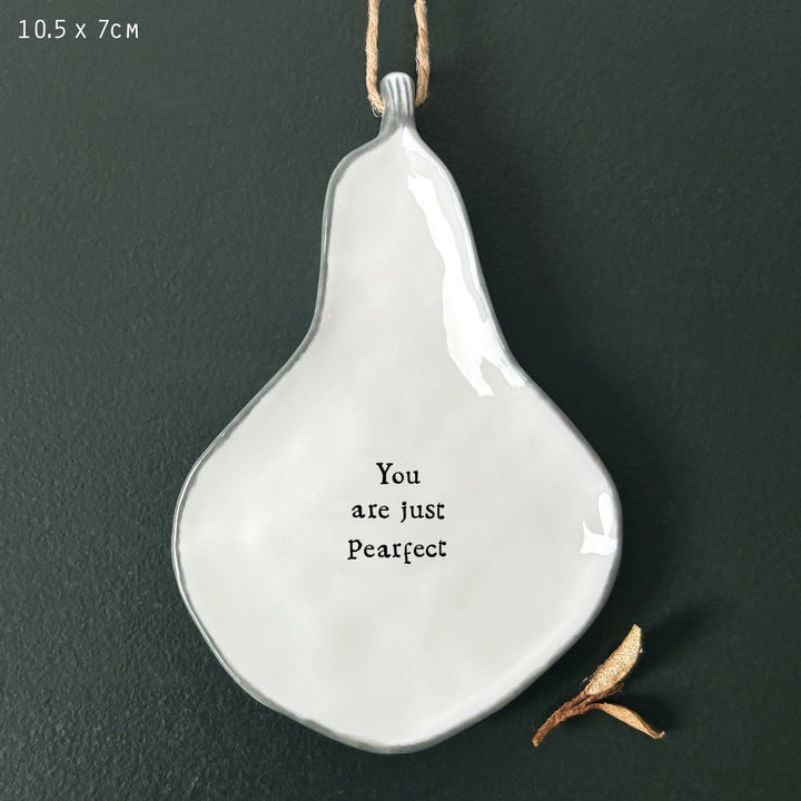 East of India Porcelain Hanging Pear - You are pearfect Hanging Decoration East of India Porcelain Hanging Pear - You are pearfect