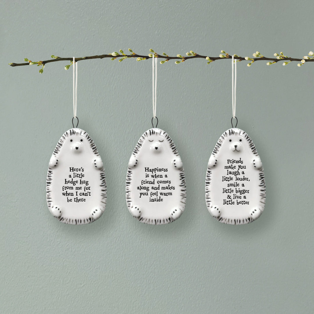 East of India Porcelain Hedgehog Hanger, Little Hedge Hug From Me Hanging Decoration East of India Porcelain Hedgehog Hanging Decoration - Little Hedge Hug From Me