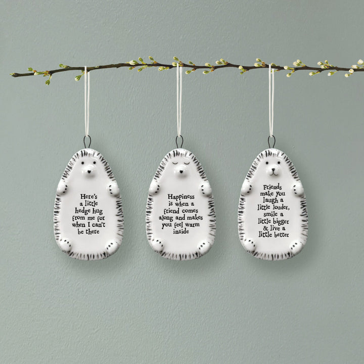 East of India Porcelain Hedgehog Hanger, Little Hedge Hug From Me Hanging Decoration East of India Porcelain Hedgehog Hanging Decoration - Little Hedge Hug From Me