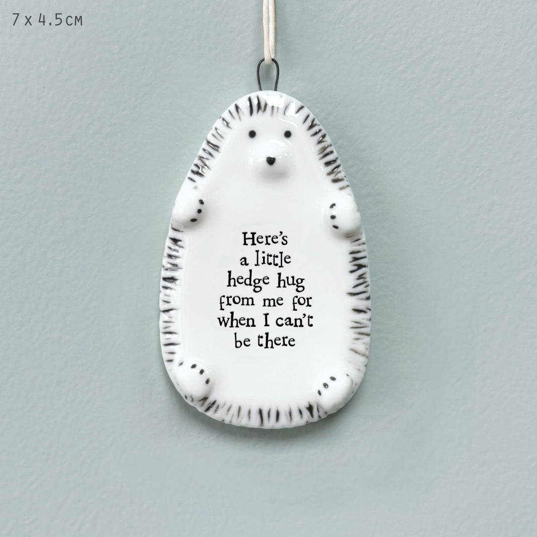 East of India Porcelain Hedgehog Hanger, Little Hedge Hug From Me Hanging Decoration East of India Porcelain Hedgehog Hanging Decoration - Little Hedge Hug From Me