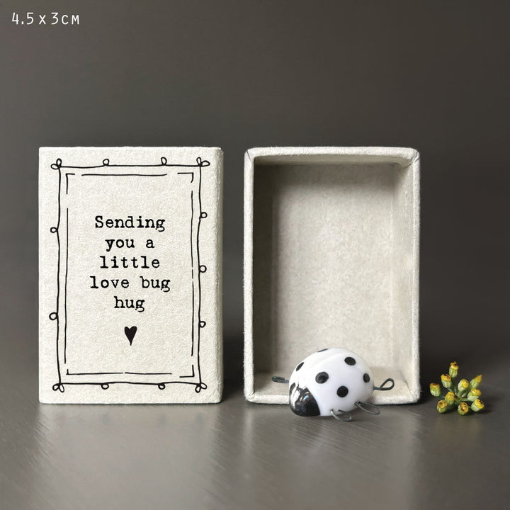 East of India Porcelain Matchbox Gift, Love Bug Hug gift East of India Porcelain Matchbox Gift - Love Bug Hug