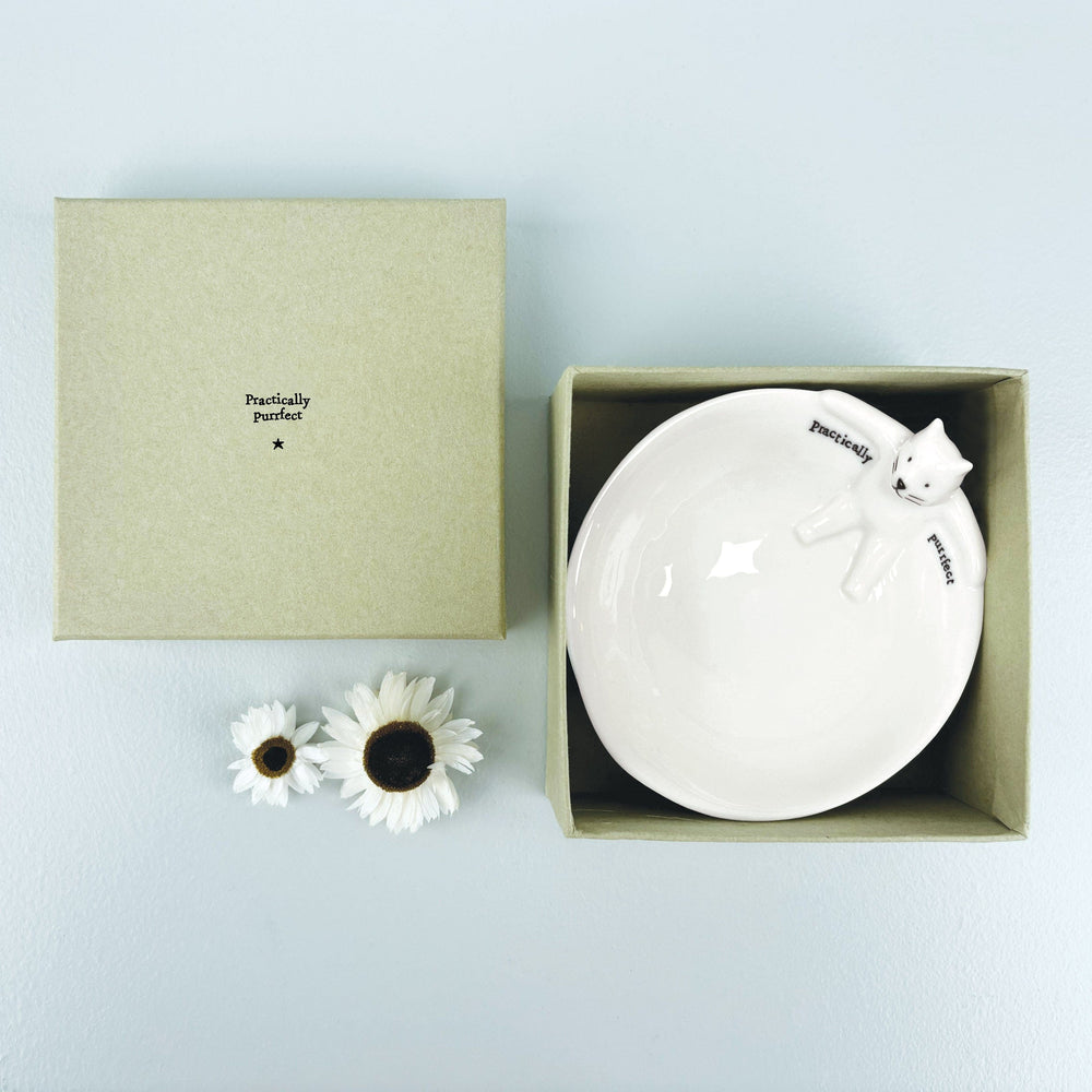 East of India Porcelain Medium Animal Bowl - Stretching Cat ring dish East of India Porcelain Medium Animal Bowl - Stretching Cat