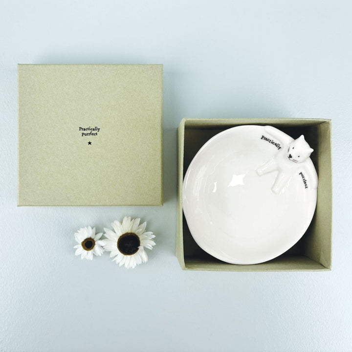 East of India Porcelain Medium Animal Bowl - Stretching Cat ring dish East of India Porcelain Medium Animal Bowl - Stretching Cat