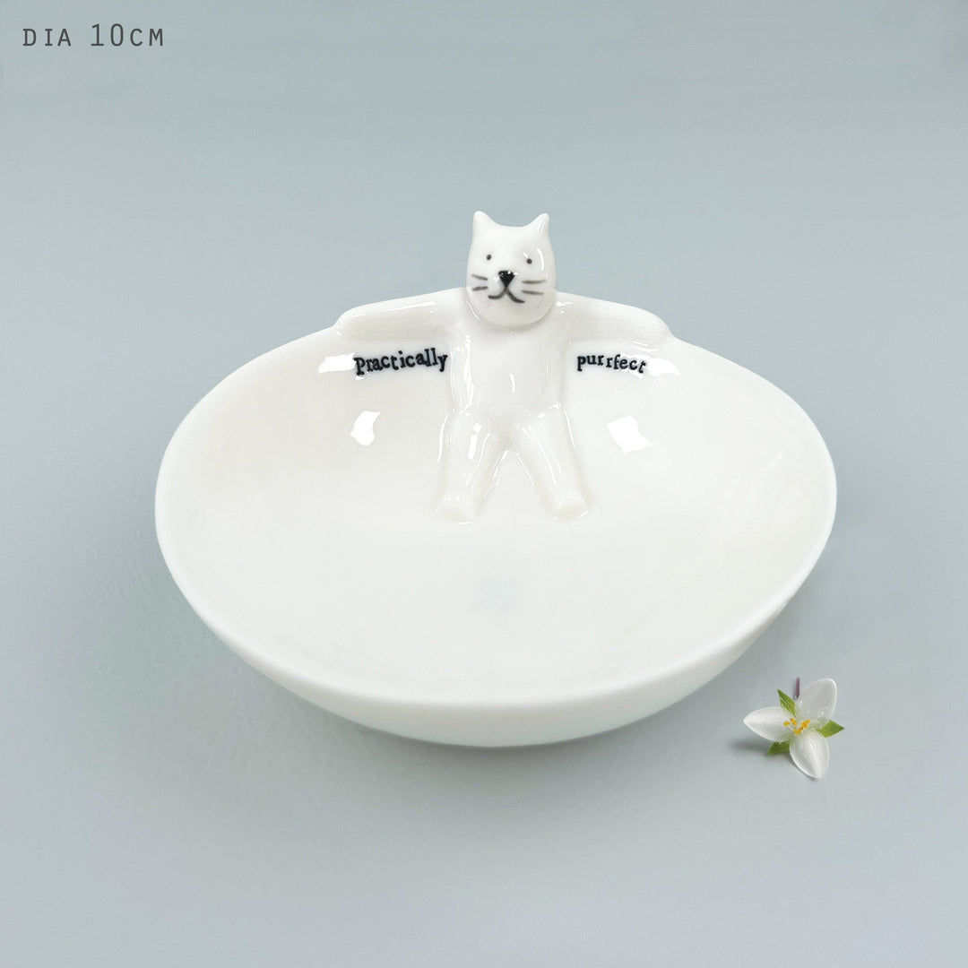 East of India Porcelain Medium Animal Bowl - Stretching Cat ring dish East of India Porcelain Medium Animal Bowl - Stretching Cat