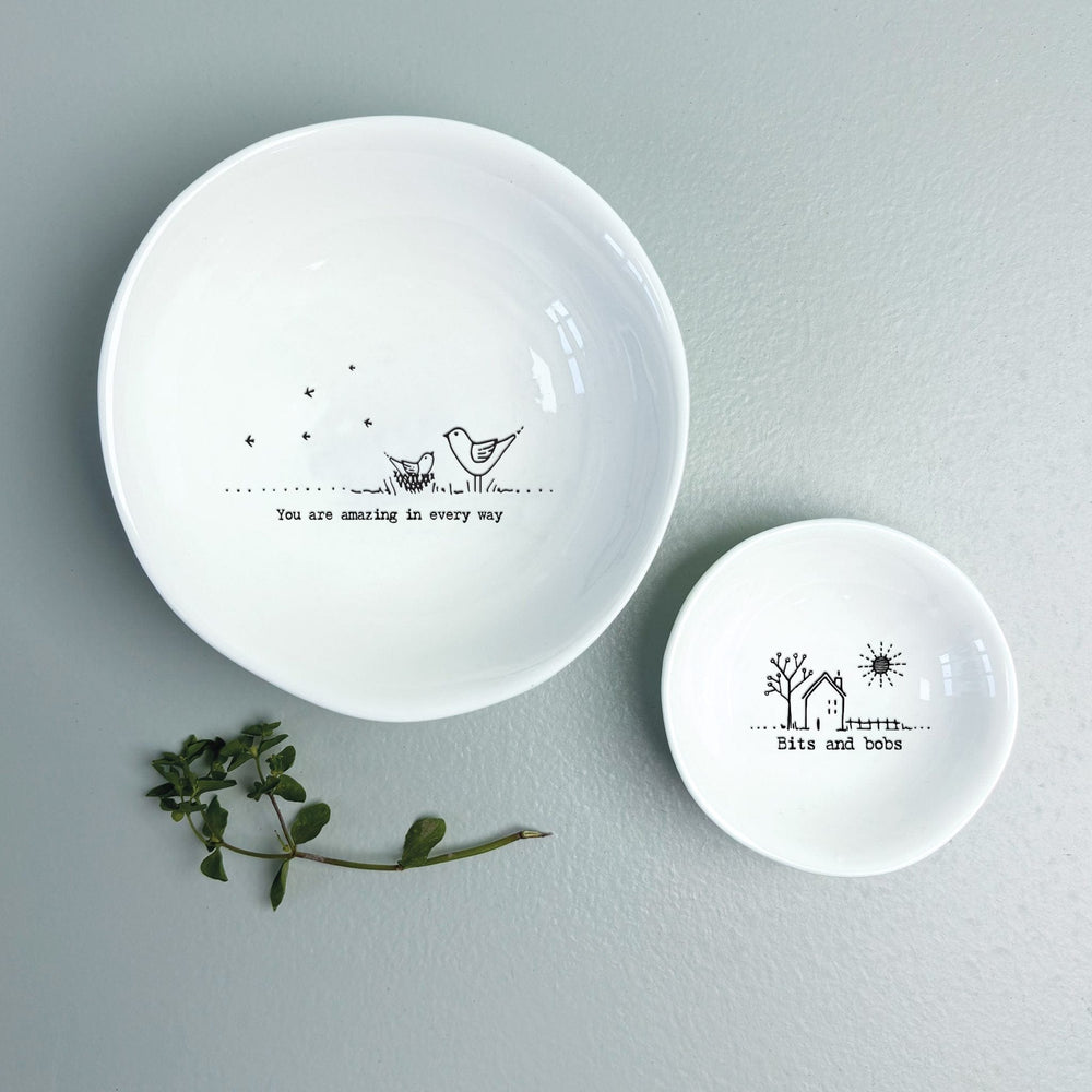 East of India Porcelain Medium Wobbly Bowl - You Are Amazing ring dish East of India Porcelain Medium Wobbly Bowl - You Are Amazing