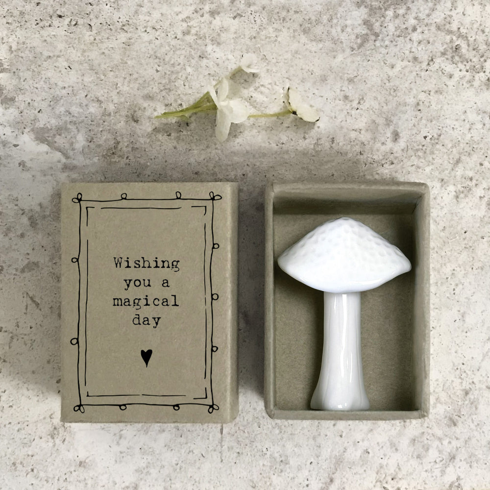 East of India Porcelain Mushroom Matchbox Gift, Mushroom Magical Day gift East of India Porcelain Mushroom Matchbox Gift - Mushroom Magical Day
